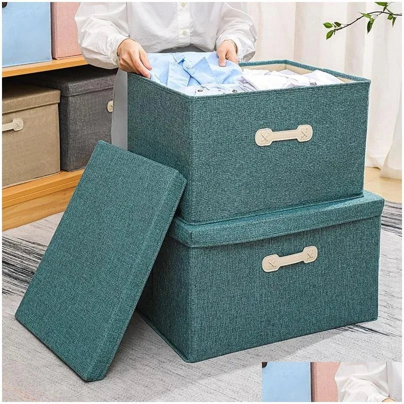 GREEN CUBE FOLDING STORAGE BOX WITH HANDLE