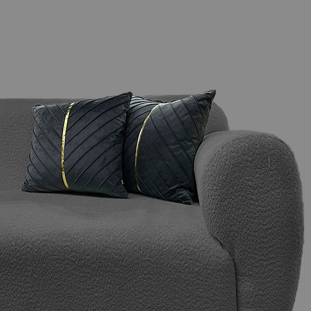 GOLDEN LINE EMBELLISHED VELVET SOFA PILLOW COVER