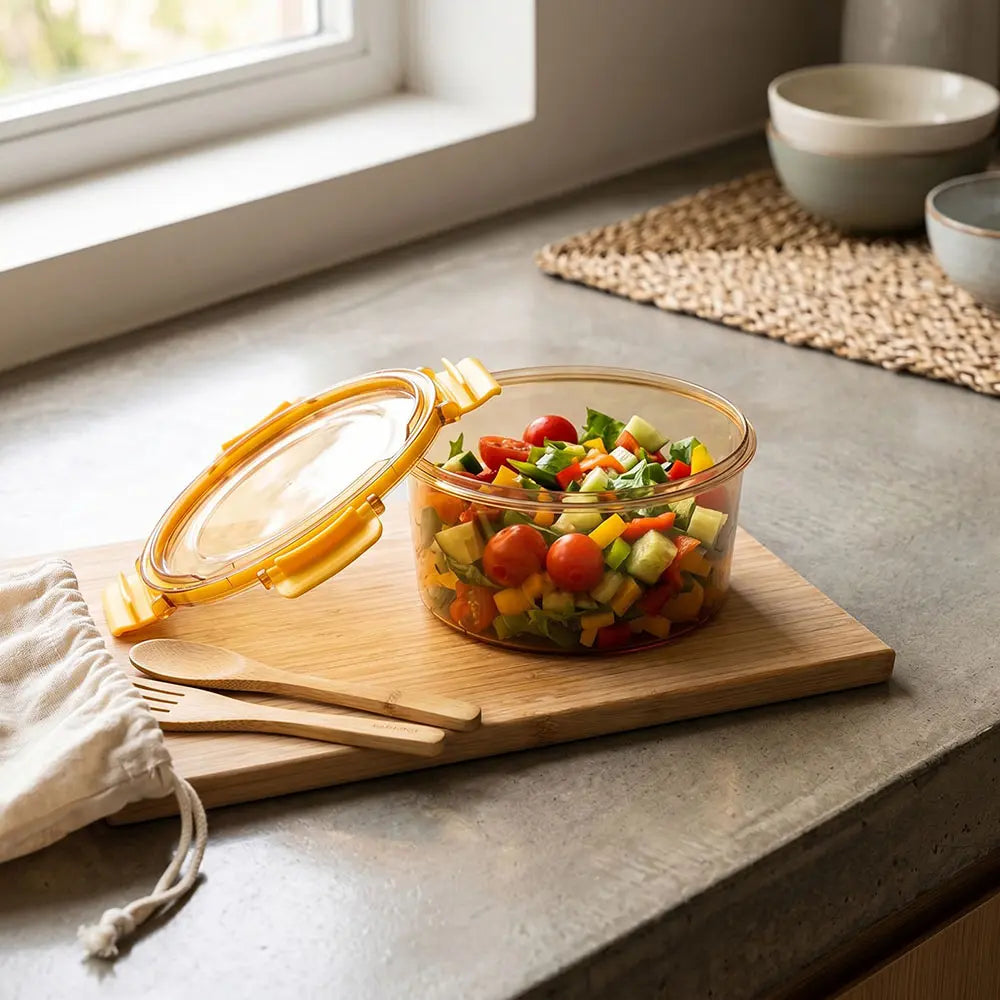 Round Airtight Food Storage Container with Locking Lid