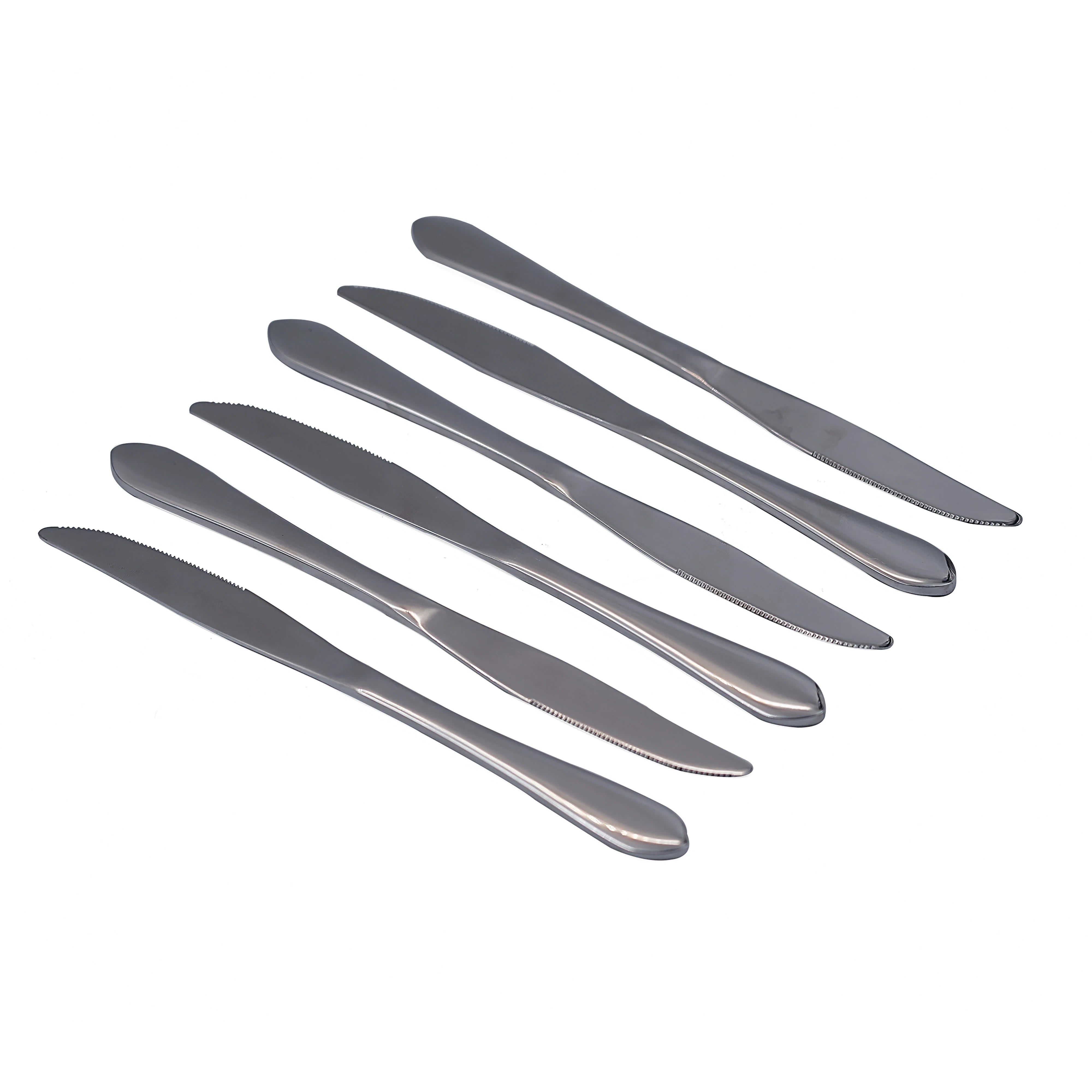 STAINLESS STEEL DINNER KNIFE SET – 6 PIECES | ESSENTIAL TABLE KNIFE SET