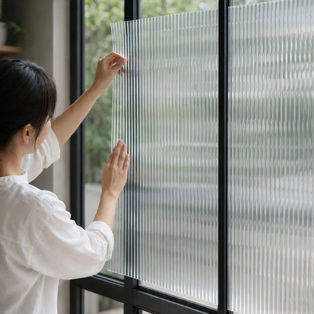 Sand Bush Privacy Window Sticker – Reeded Glass Design