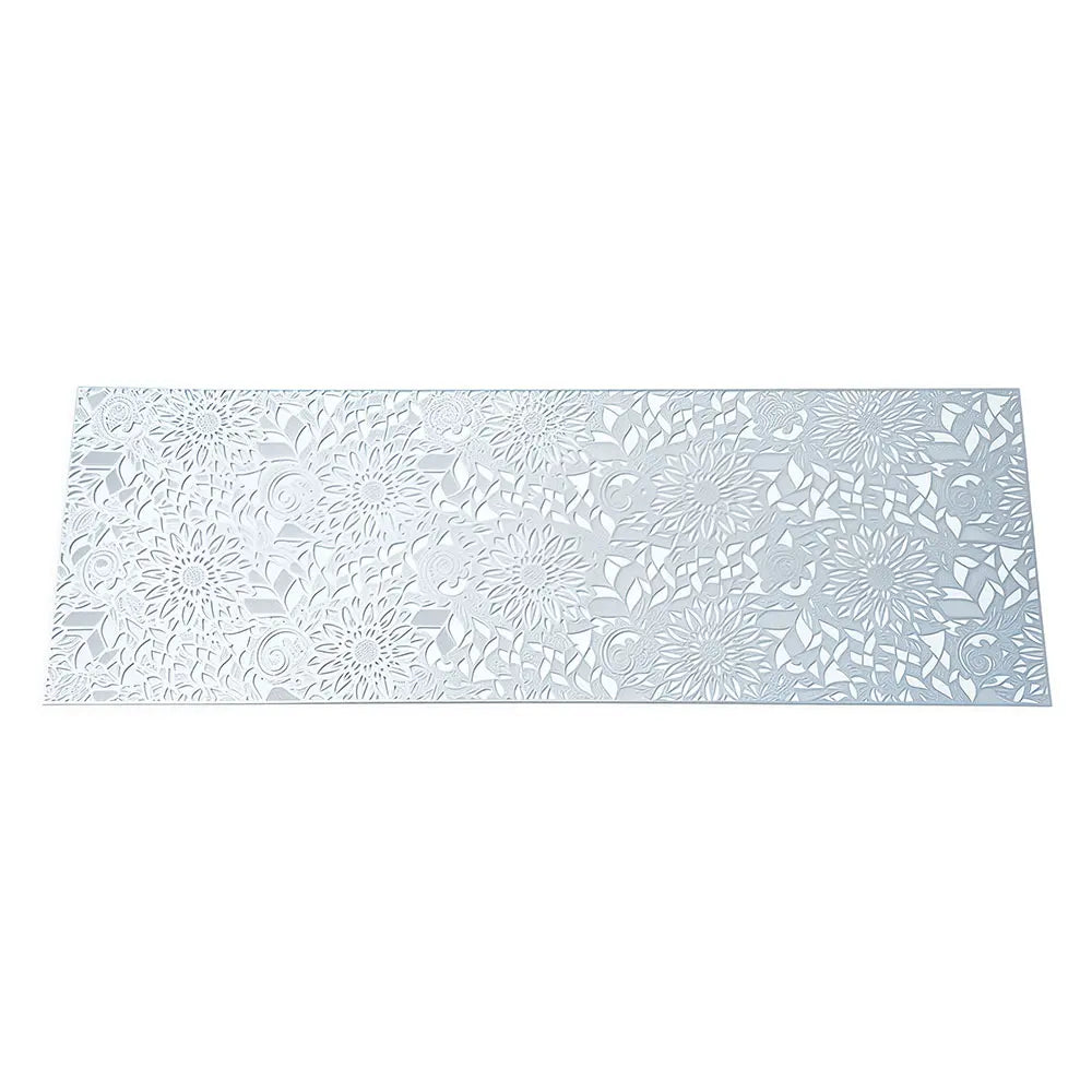 Silver Floral Cutwork Table Runner