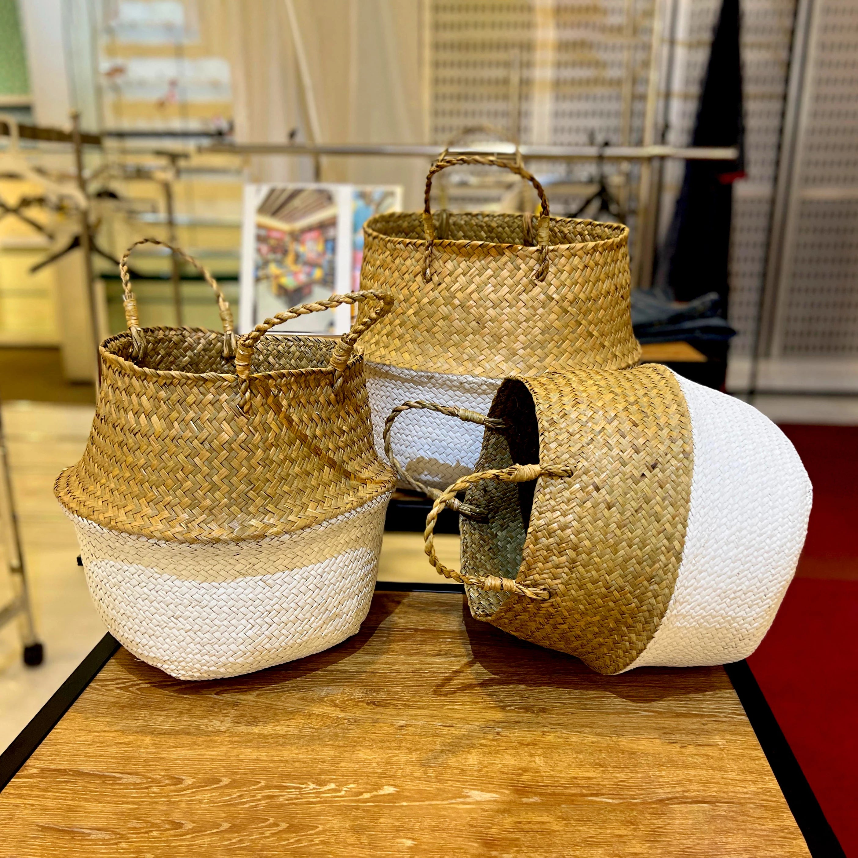 WOVEN CATTAIL INDOOR PLANT HOLDER - 3 SETS