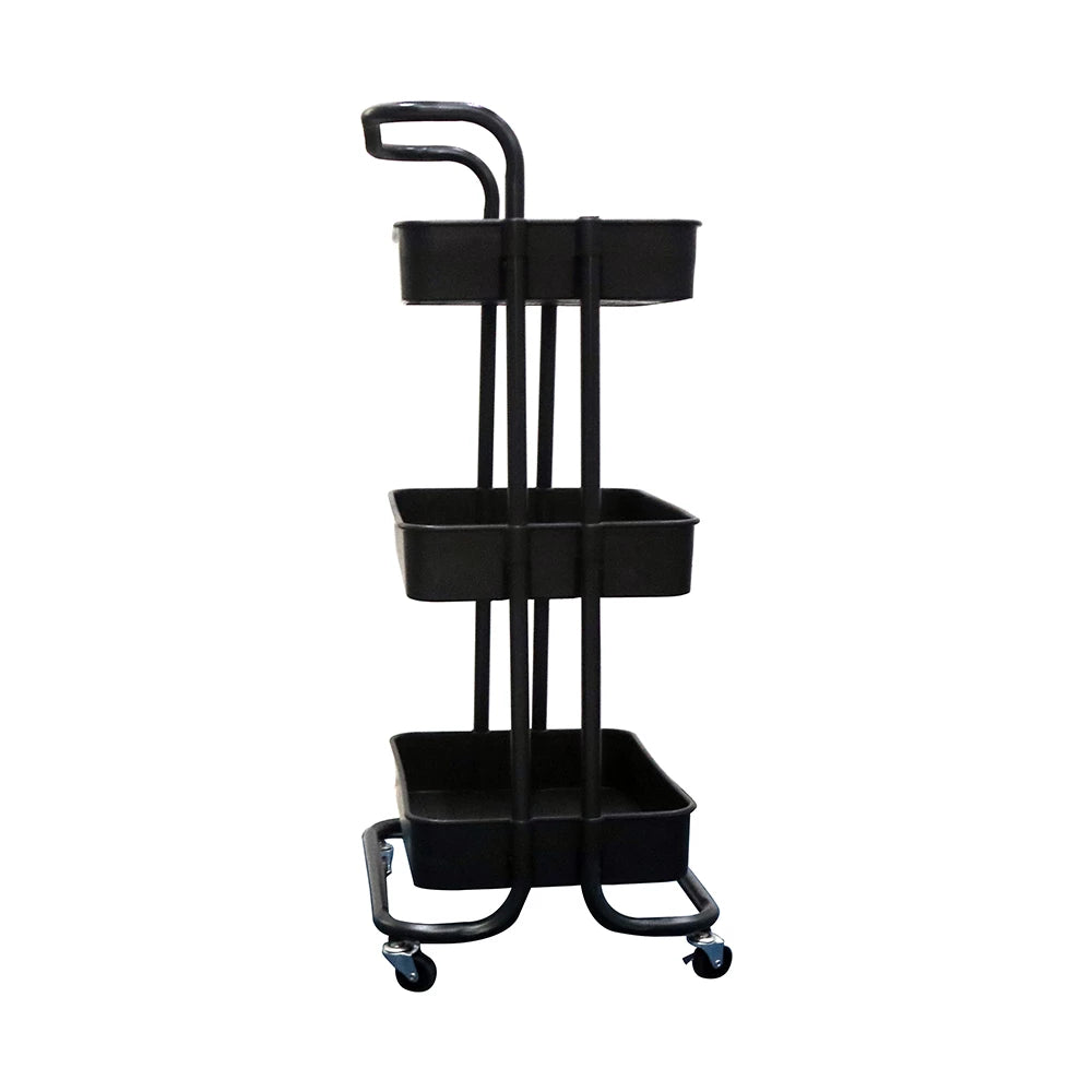 THREE-TIER UTILITY CART WITH HANDLE (ABS)-BLACK
