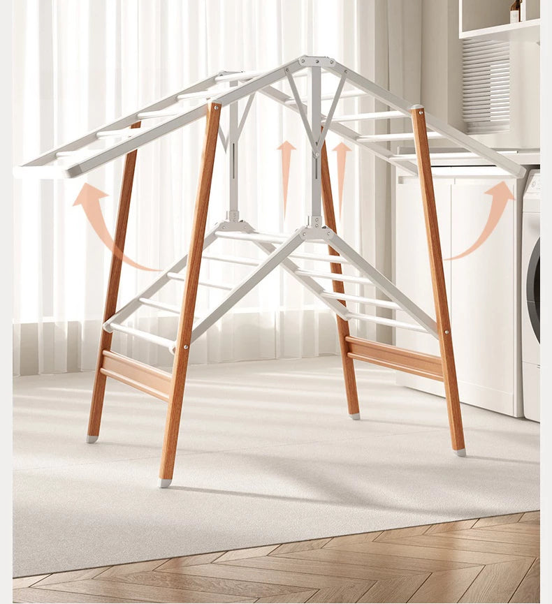 ALUMINIUM WOOD FINISH CLOTH DRYING RACK