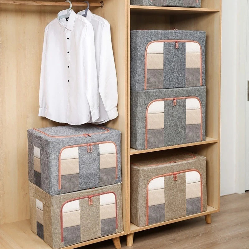 66L GREY MOONDAY ZIPPED STORAGE ORGANIZER BOX