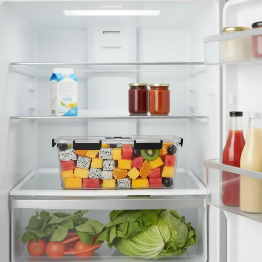 Transparent Food Storage Container with Drain Tray