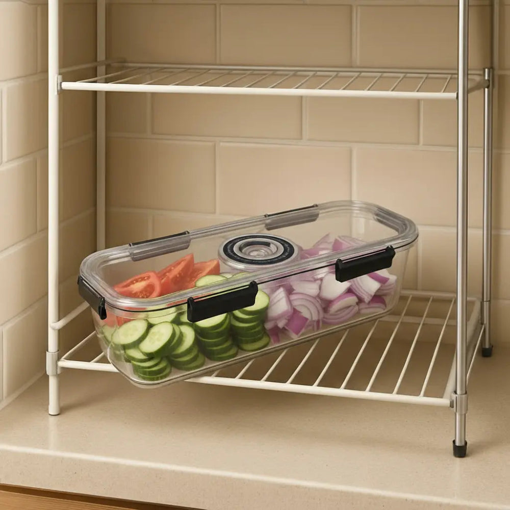 Transparent Food Storage Container with Drain Tray
