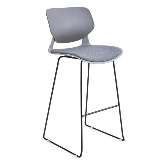 HIGH BACKREST CUSHIONED COUNTER STOOL - GREY