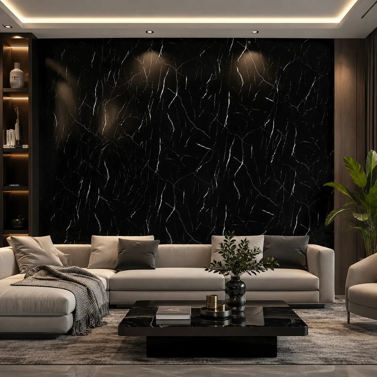 UV High Gloss Black Marble Sheet Wall Panel