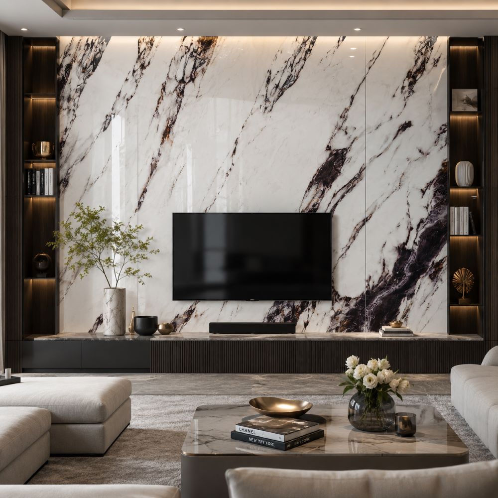 UV High Gloss Black Vein Marble Sheet Wall Panel