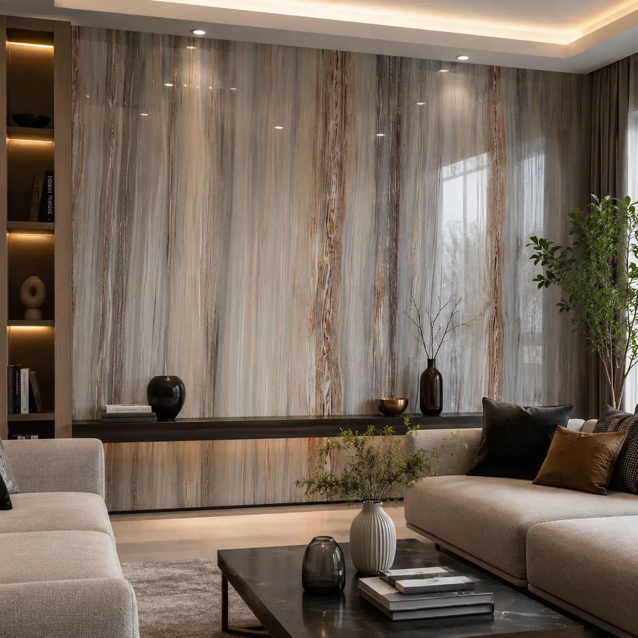 UV High Gloss Grey Stone Marble Sheet Wall Panel