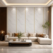 UV High Gloss White Marble Gold Border Wall Panel