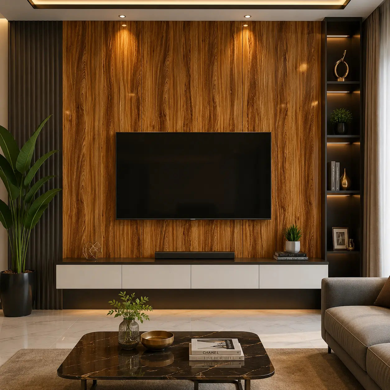 UV High Gloss Wooden Marble Sheet Wall Panel