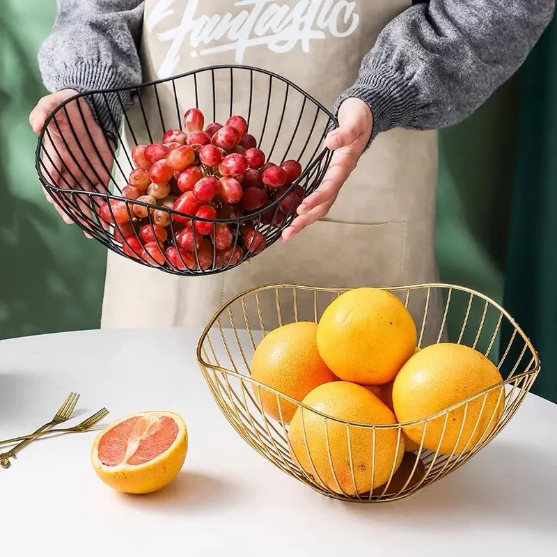 GOLD MODERN IRON STORAGE FRUIT BASKET