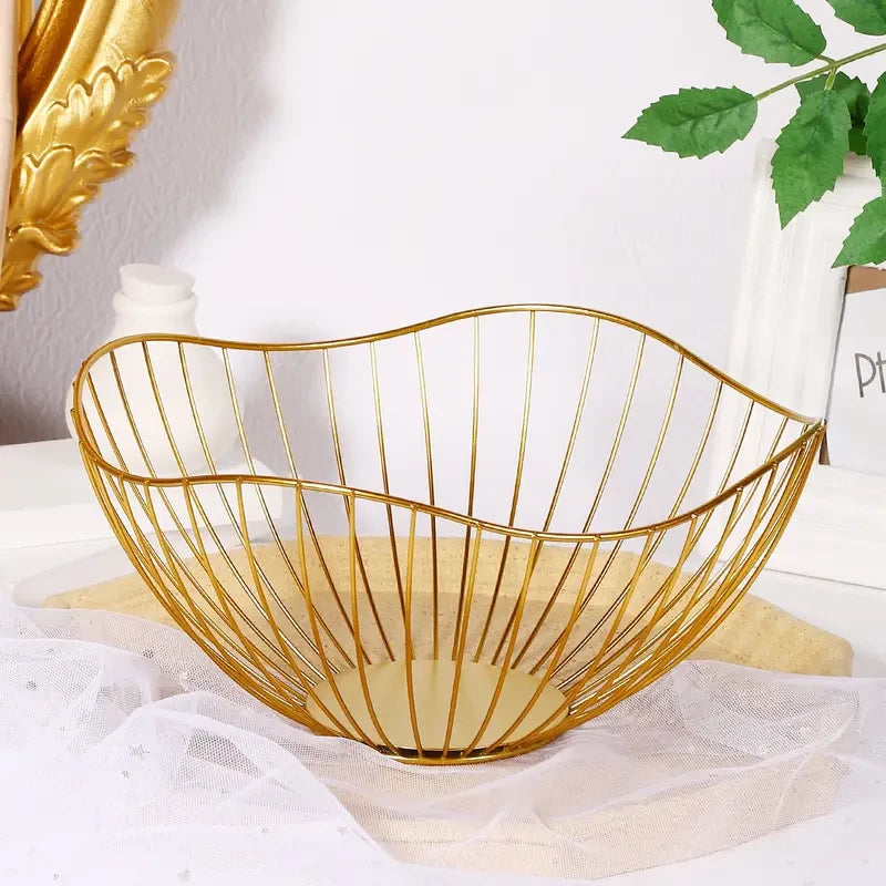 GOLD MODERN IRON STORAGE FRUIT BASKET
