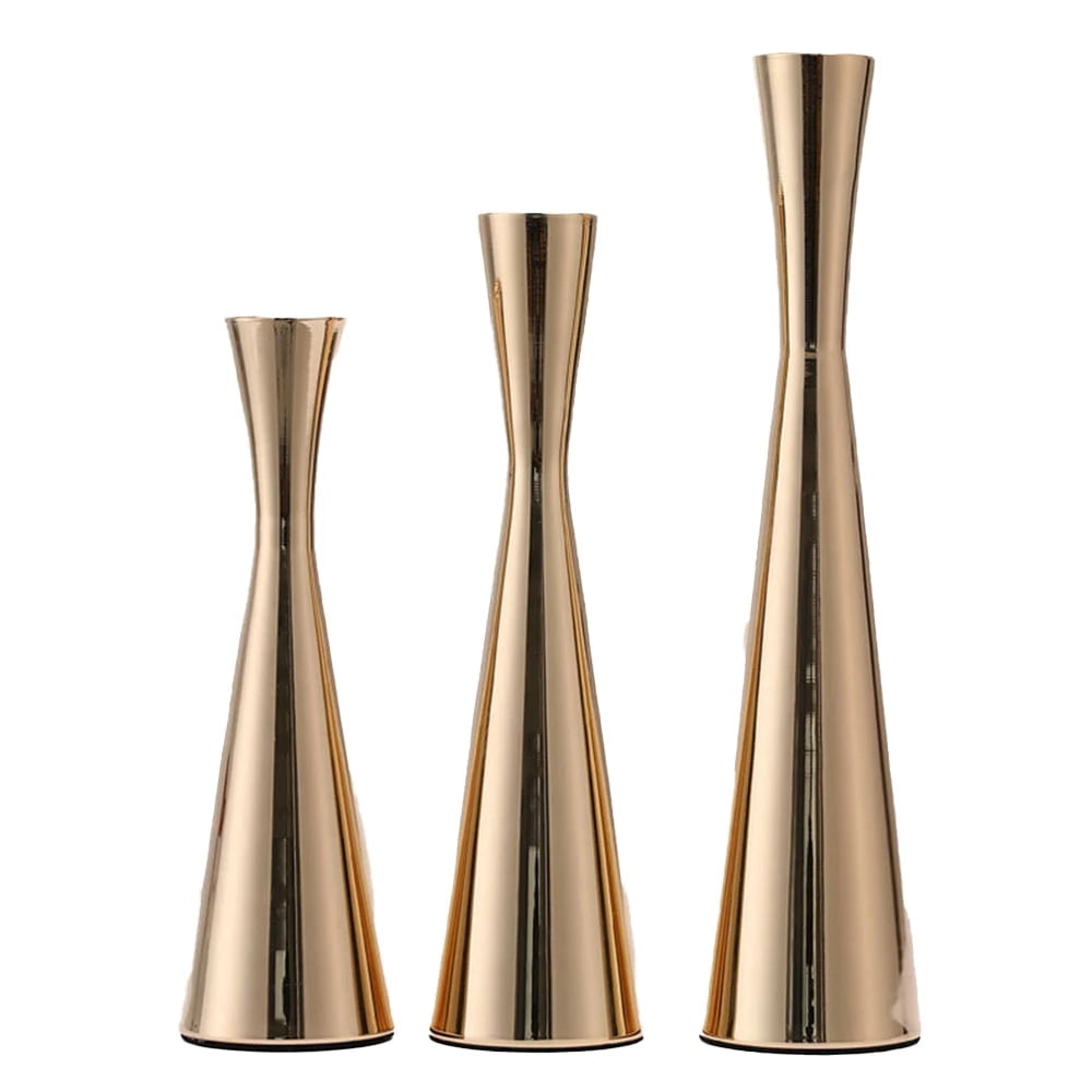 MODERN GOLD TAPER CANDLE HOLDER SET