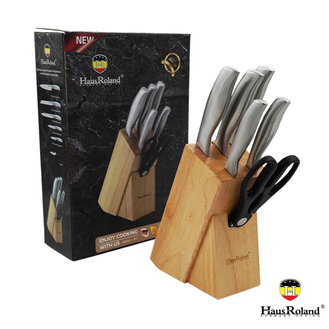 HAUS ROLAND PREMIUM STAINLESS-STEEL KNIFE BLOCK SET