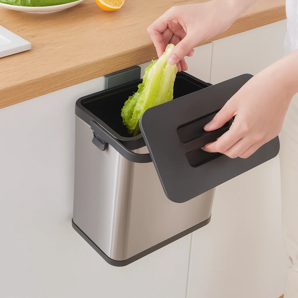 Kitchen Hanging Garbage Bin / Hanging Countertop Trash Bin with Lid