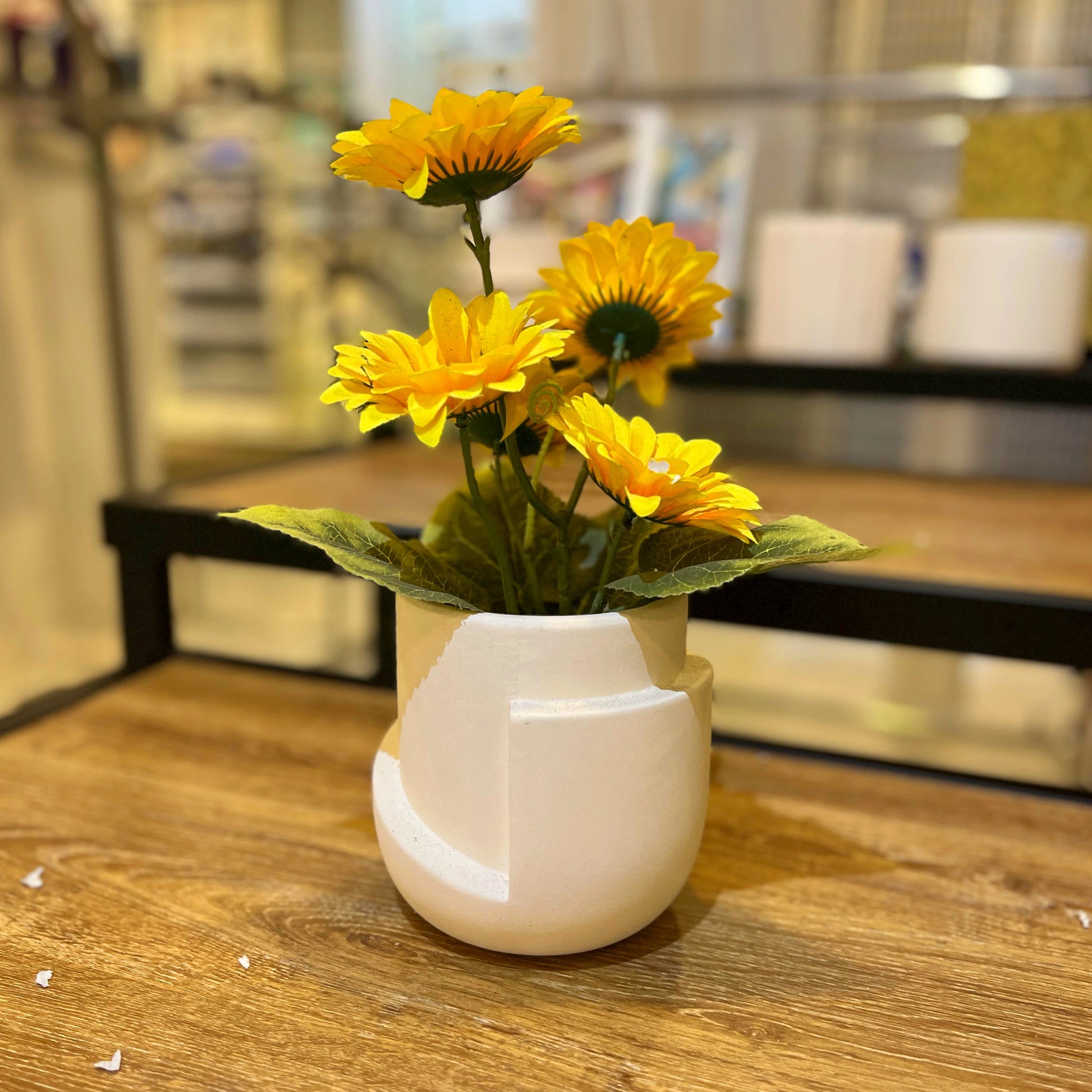 CURVED GEOMETRY WHITE FLOWER POT