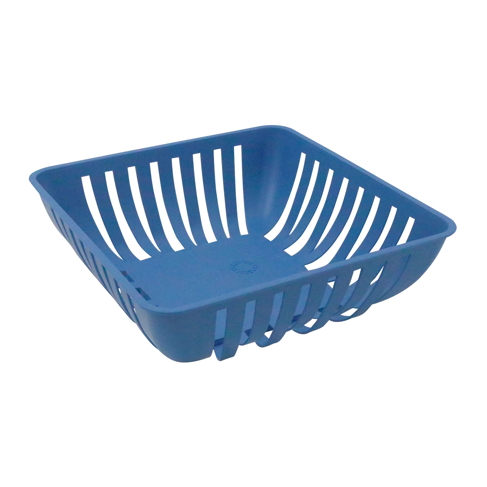 BREATHABLE PLASTIC SQUARE FRUIT STORAGE BASKET-BLUE