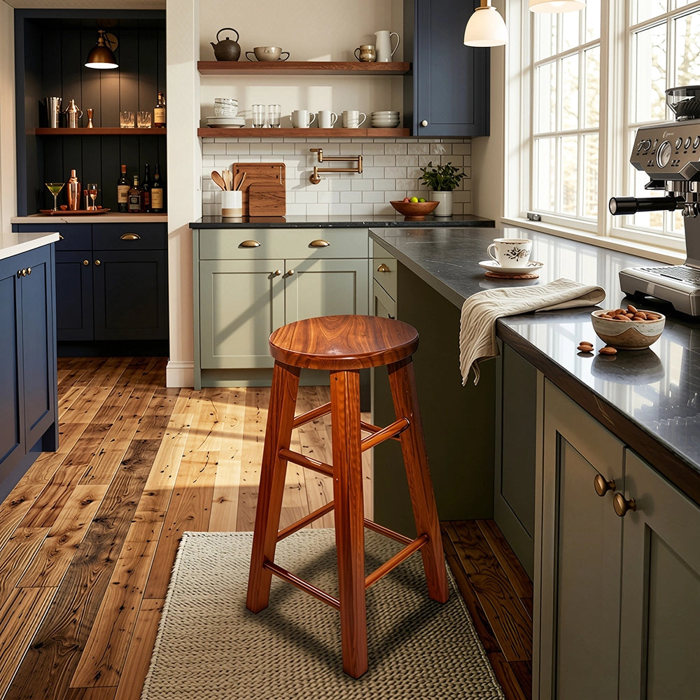 Modern Mahogany Wooden Bar Stool