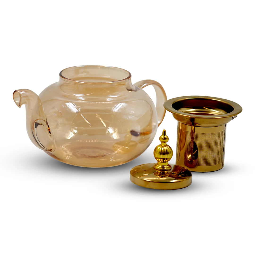 GOLDEN AMBER GLASS TEAPOT