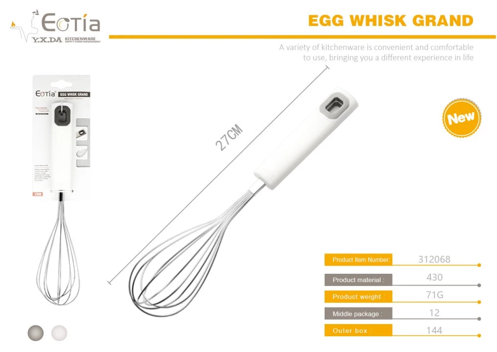 DURABLE STAINLESS STEEL WHISK – PERFECT FOR EGGS & BAKING