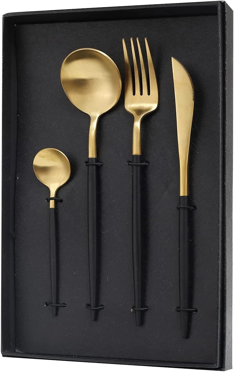 ELEGANT MATTE GOLD DINING CUTLERY SET