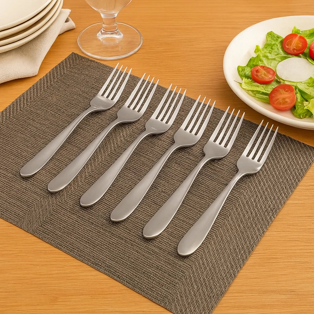 STAINLESS STEEL DINNER FORK SET – 6 PIECES | ESSENTIAL CUTLERY SET
