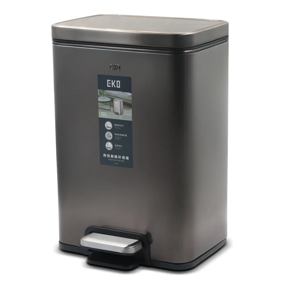 EKO Foot Pedal Waste Bin with Soft-Close Lid – 12L