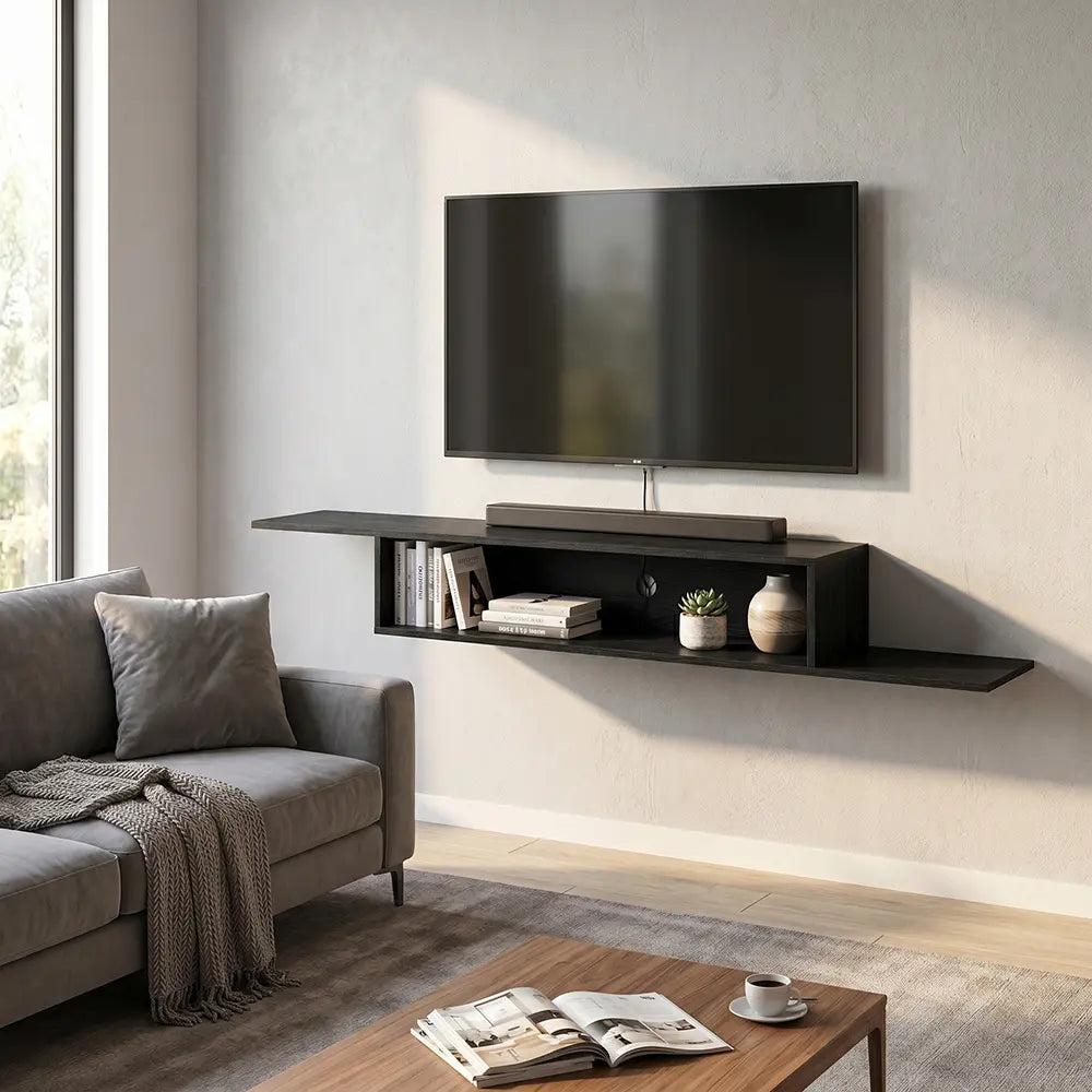 Z-Floating TV Wall Unit – Modern Space-Saving Design for Sri Lankan Homes